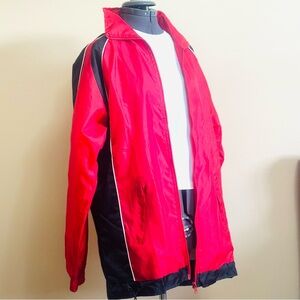 NWOT Men's Red Athletic Track/windbreaker Jacket,hidden hoodie-Brand Unspecified